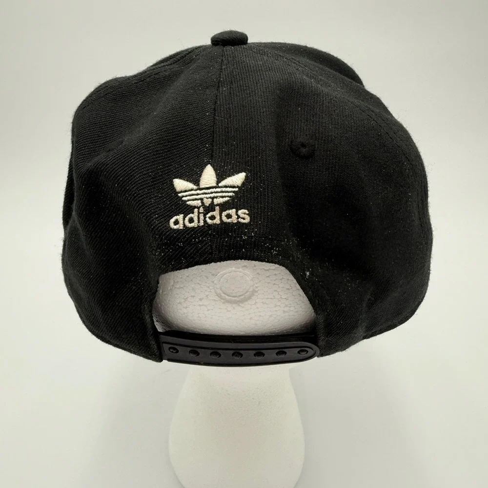 Adidas Black Snapback Baseball Cap Trefoil Logo Embroidered Adjustable Mens OS